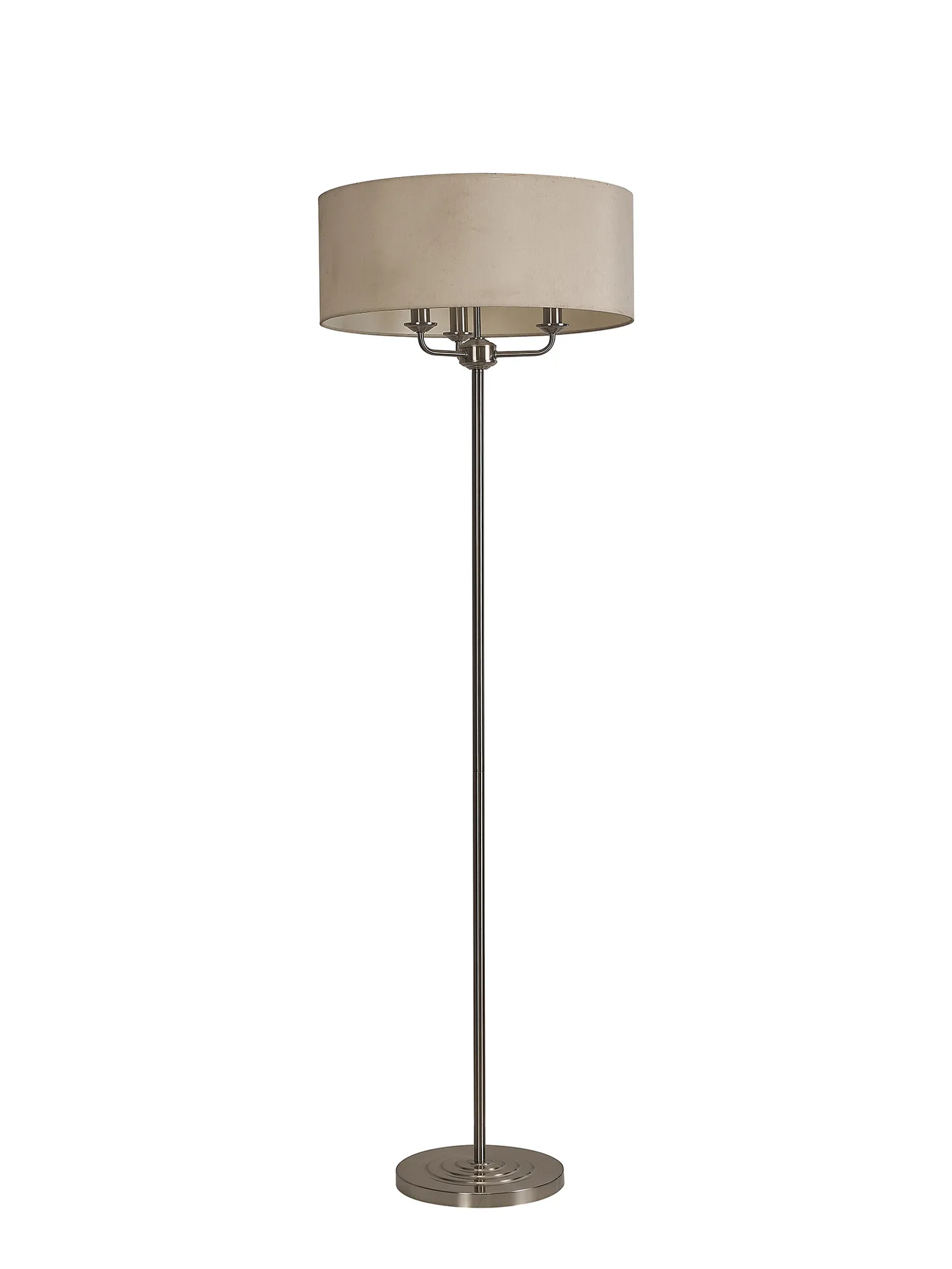 Banyan 45cm 3 Light Floor Lamp Satin Nickel; Ivory Pearl DK0935  Deco Banyan SN IV